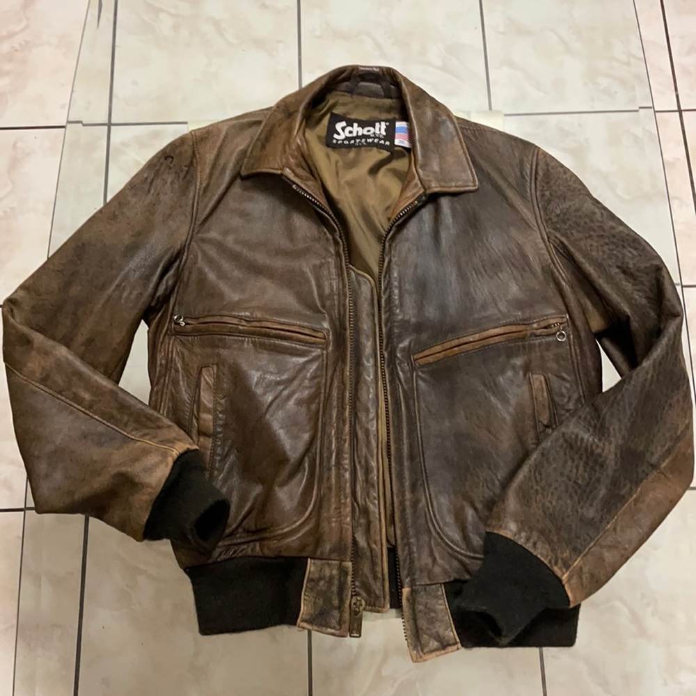 Vintage Schott N.Y.C. Distressed Leather Bomber Jacket
